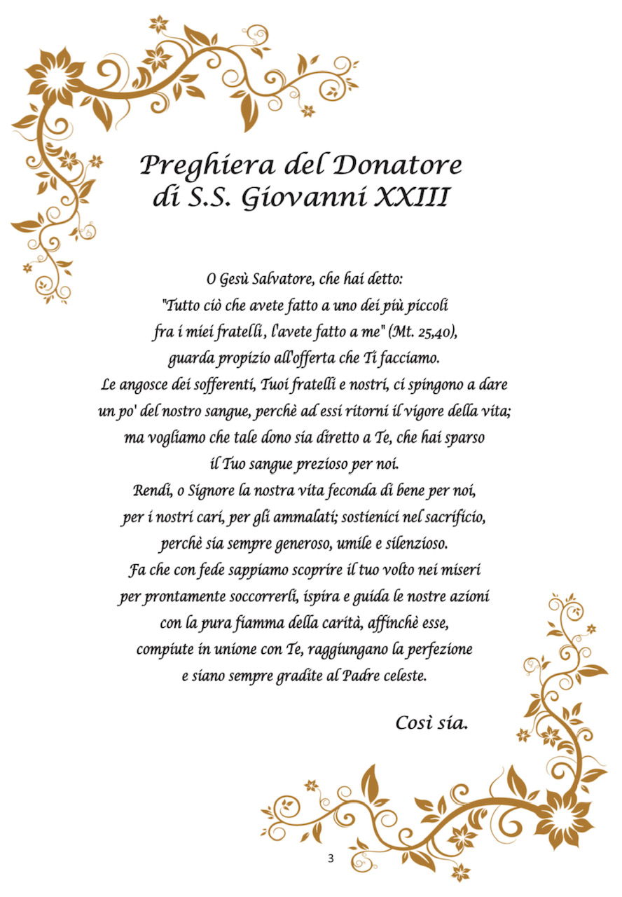 Preghiera del Donatore